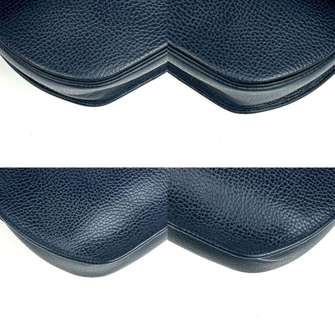Christian Dior Shoulder Bag Purse CD Leather Navy Authentic