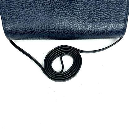Christian Dior Shoulder Bag Purse CD Leather Navy Authentic