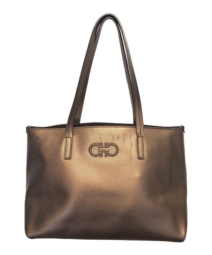 Salvatore Ferragamo Hand Bag Tote Purse Gancini Brown Authentic