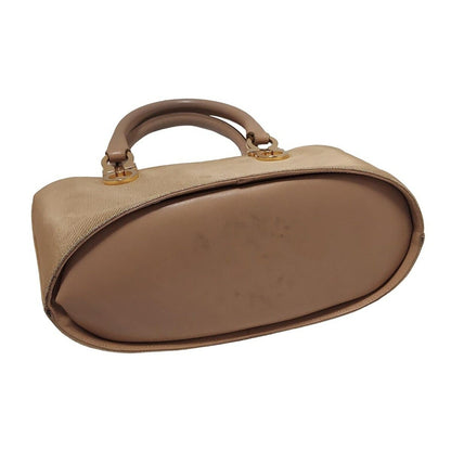 Salvatore Ferragamo Hand Bag Tote Purse Gancini Leather Beige Authentic
