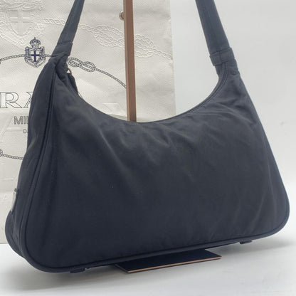 PRADA Hand Bag Tote Purse Logo Nylon Black Authentic