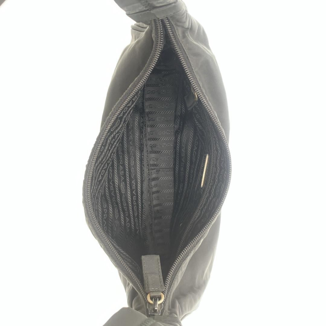PRADA Hand Bag Tote Purse Logo Nylon Black Authentic