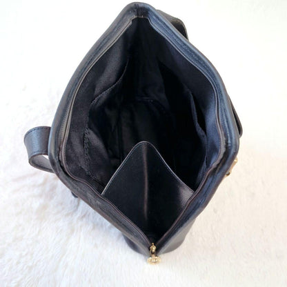 Longchamp Hand Shoulder Bag Tote Purse Leather Black Authentic