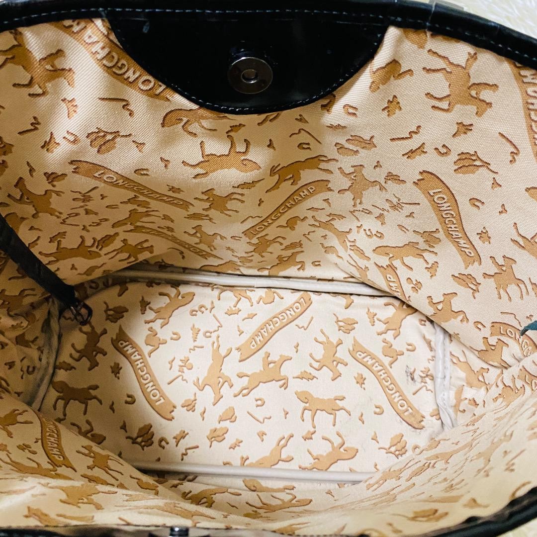 Longchamp Hand Bag Tote Purse Leather Black Authentic