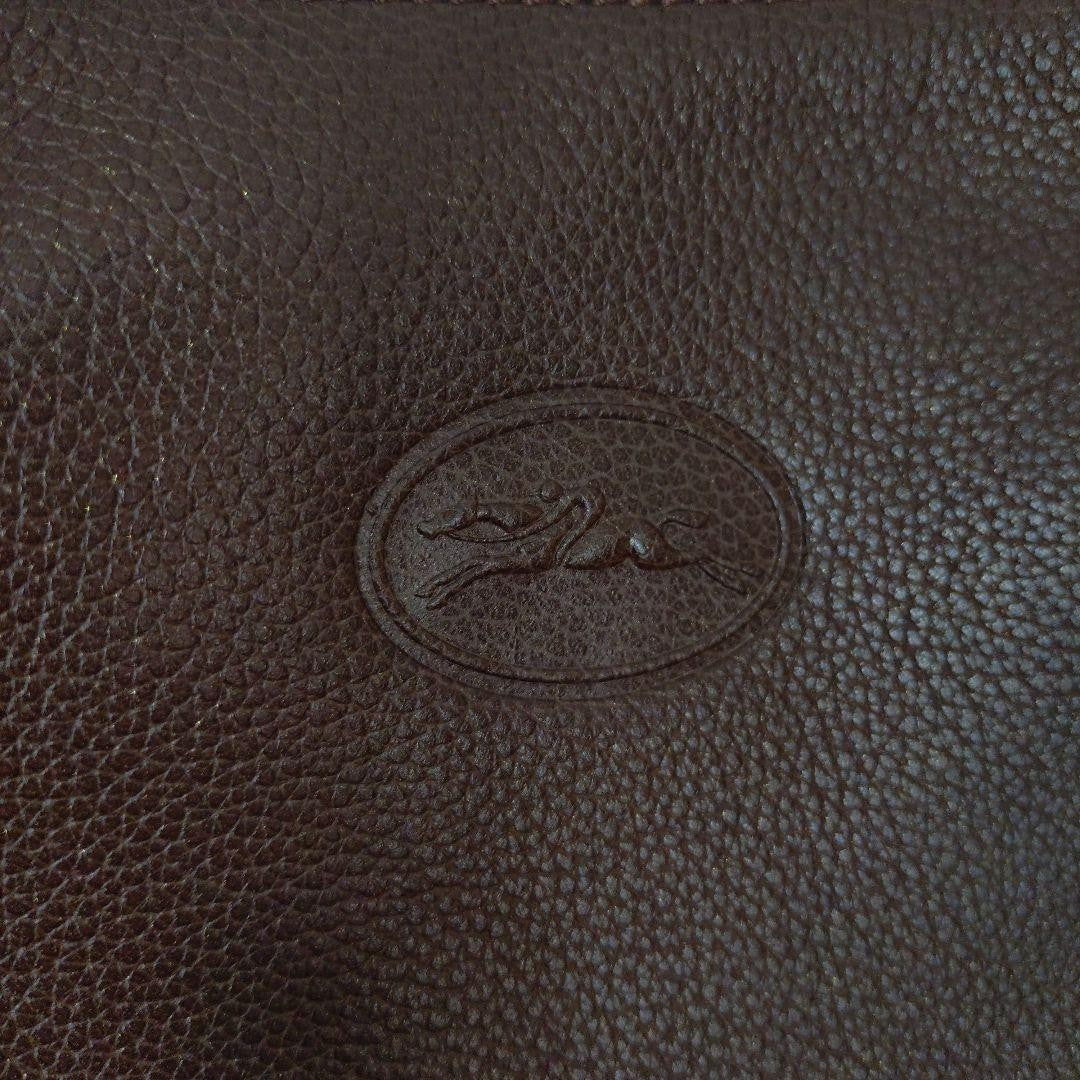 Longchamp Shoulder Bag Purse Logo Leather Brown Authentic