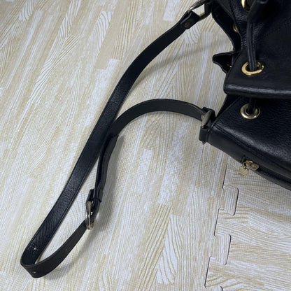 BURBERRY Shoulder Bag Purse Nova Check Leather Black Authentic