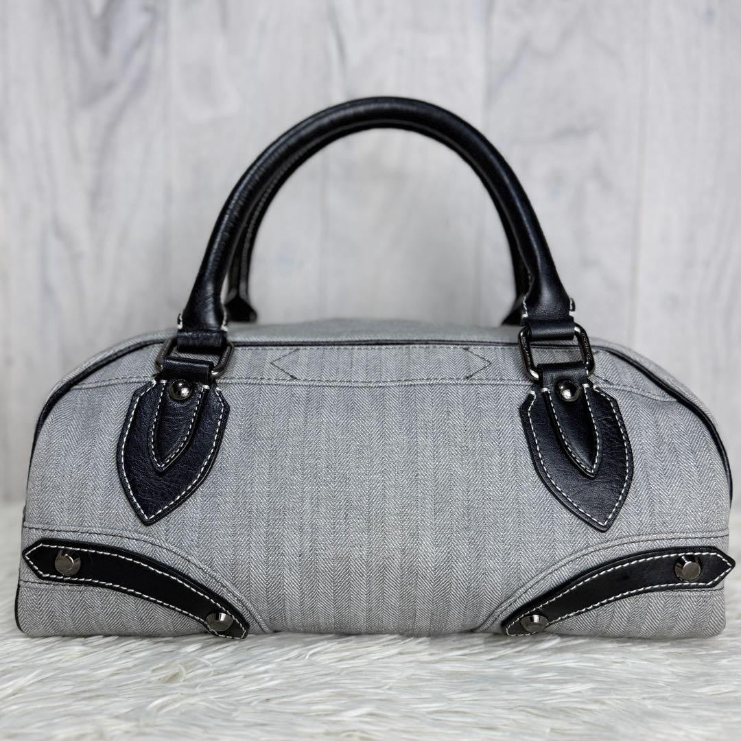 BURBERRY BLUE LABEL Hand Bag Tote Purse Mini Boston Bag Gray Black Authentic