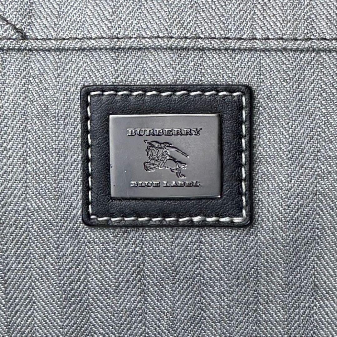 BURBERRY BLUE LABEL Hand Bag Tote Purse Mini Boston Bag Gray Black Authentic