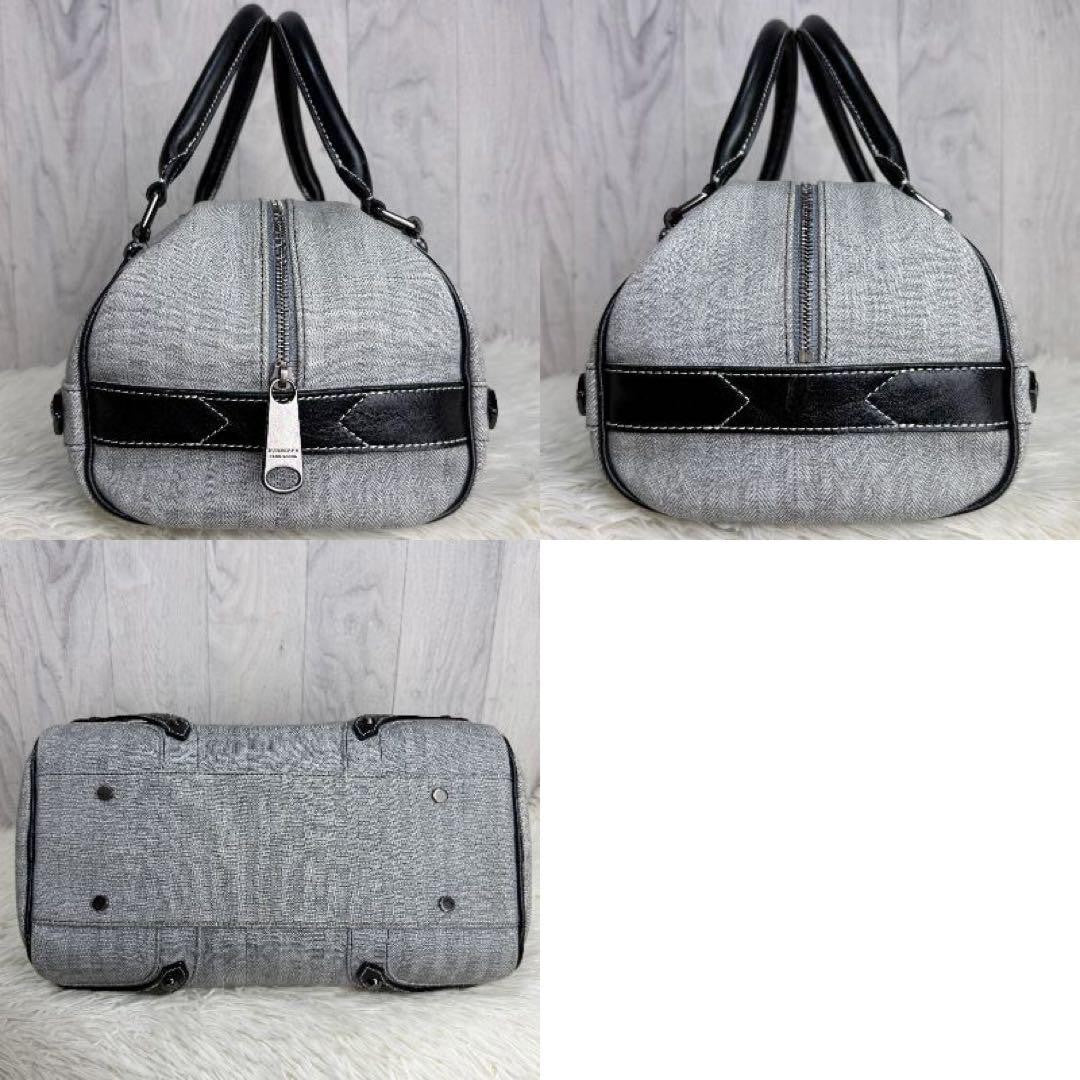 BURBERRY BLUE LABEL Hand Bag Tote Purse Mini Boston Bag Gray Black Authentic