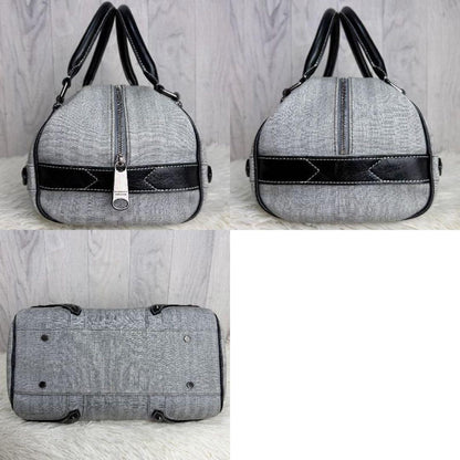 BURBERRY BLUE LABEL Hand Bag Tote Purse Mini Boston Bag Gray Black Authentic