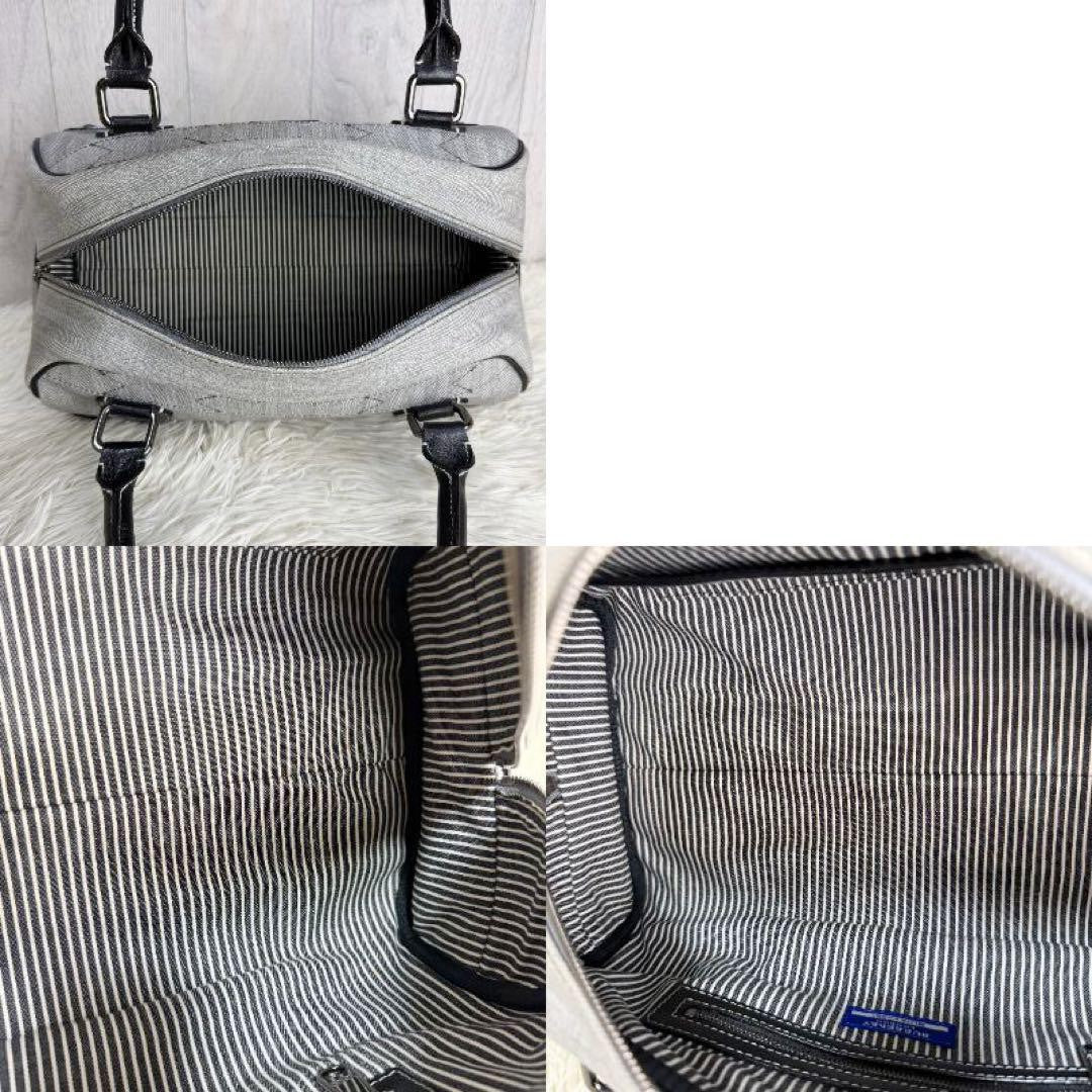 BURBERRY BLUE LABEL Hand Bag Tote Purse Mini Boston Bag Gray Black Authentic