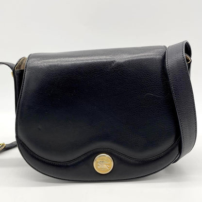 BURBERRYS Shoulder Bag Purse Nova Check Leather Black Authentic