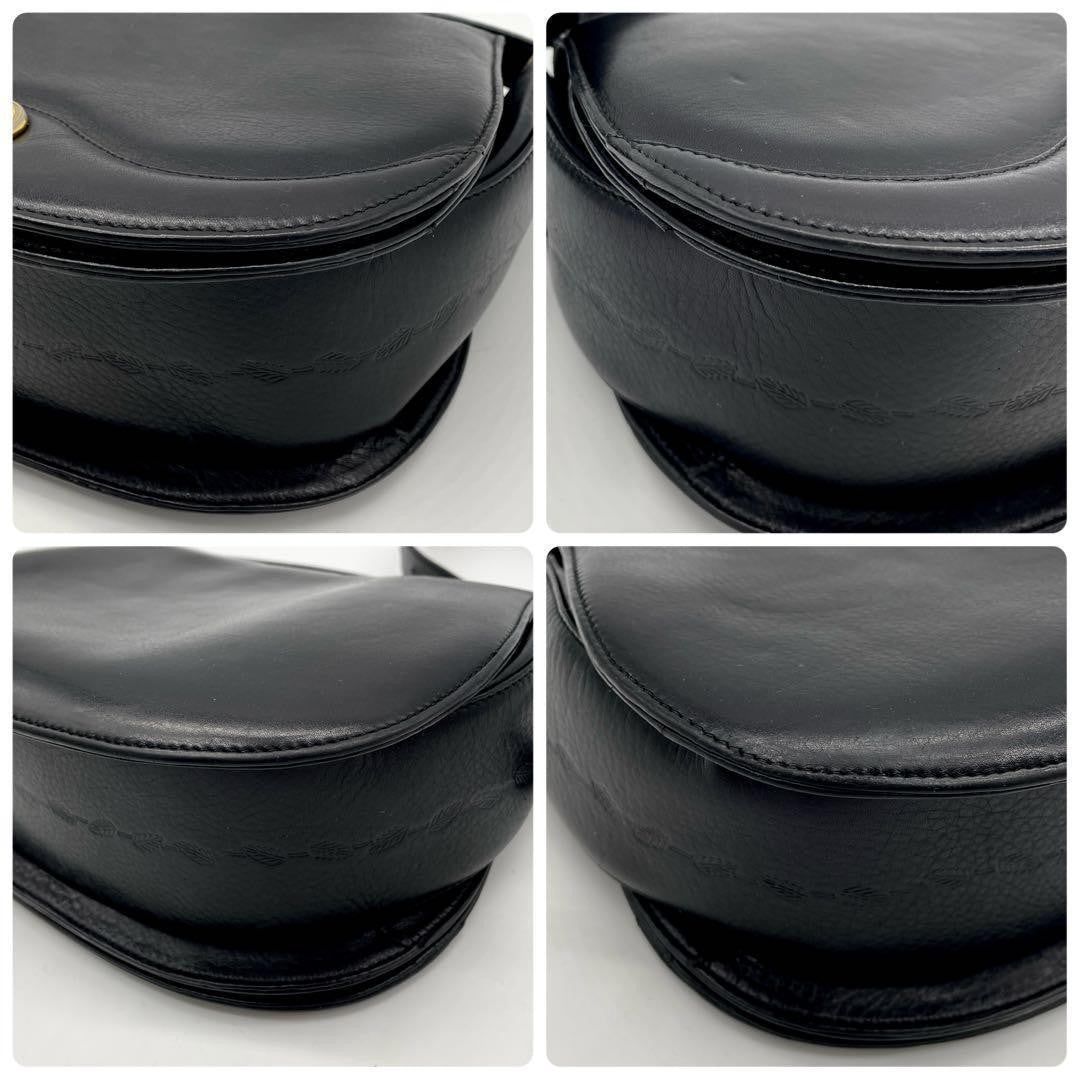 BURBERRYS Shoulder Bag Purse Nova Check Leather Black Authentic