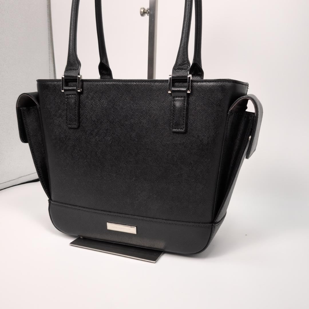 BURBERRY Hand Bag Tote Purse Nova Check Leather Black Authentic