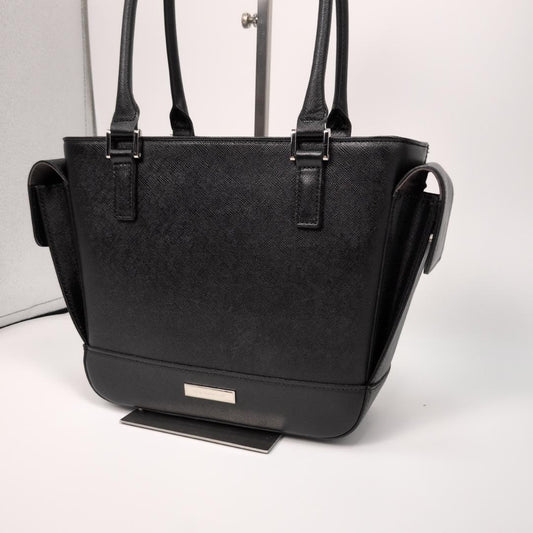 BURBERRY Hand Bag Tote Purse Nova Check Leather Black Authentic