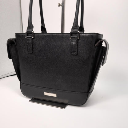 BURBERRY Hand Bag Tote Purse Nova Check Leather Black Authentic