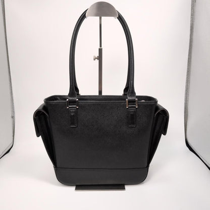 BURBERRY Hand Bag Tote Purse Nova Check Leather Black Authentic