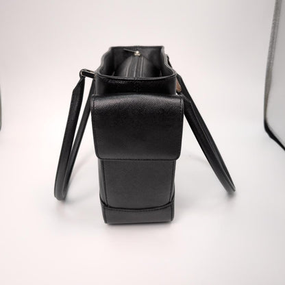BURBERRY Hand Bag Tote Purse Nova Check Leather Black Authentic