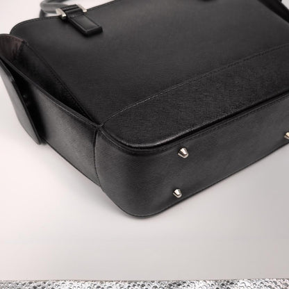 BURBERRY Hand Bag Tote Purse Nova Check Leather Black Authentic