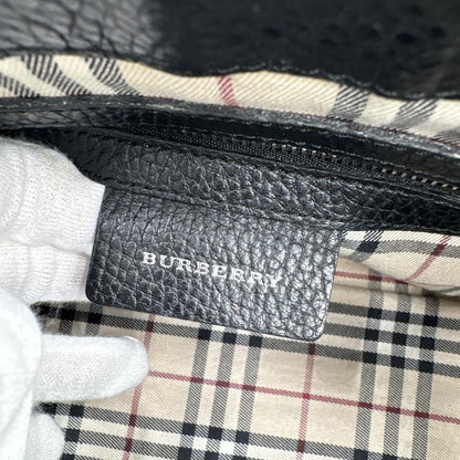 BURBERRY Shoulder Bag Purse Nova Check Leather Black Authentic