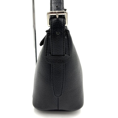 BURBERRY Shoulder Bag Purse Nova Check Leather Black Authentic