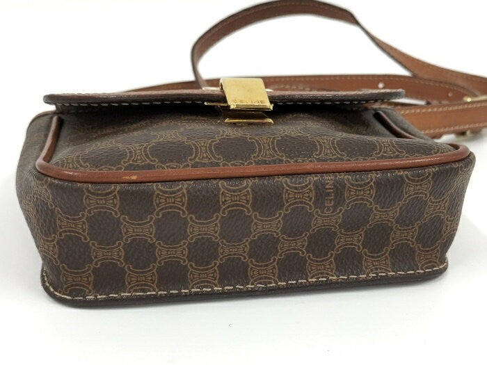CELINE Shoulder Bag Purse Macadam PVC Brown Authentic