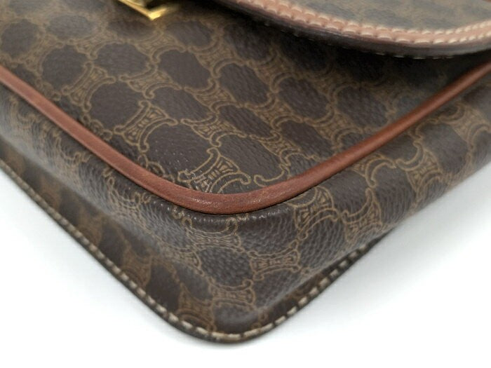 CELINE Shoulder Bag Purse Macadam PVC Brown Authentic