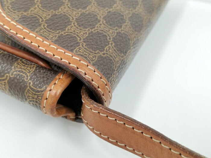 CELINE Shoulder Bag Purse Macadam PVC Brown Authentic