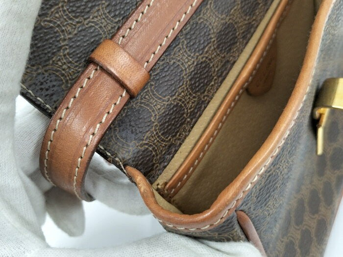 CELINE Shoulder Bag Purse Macadam PVC Brown Authentic