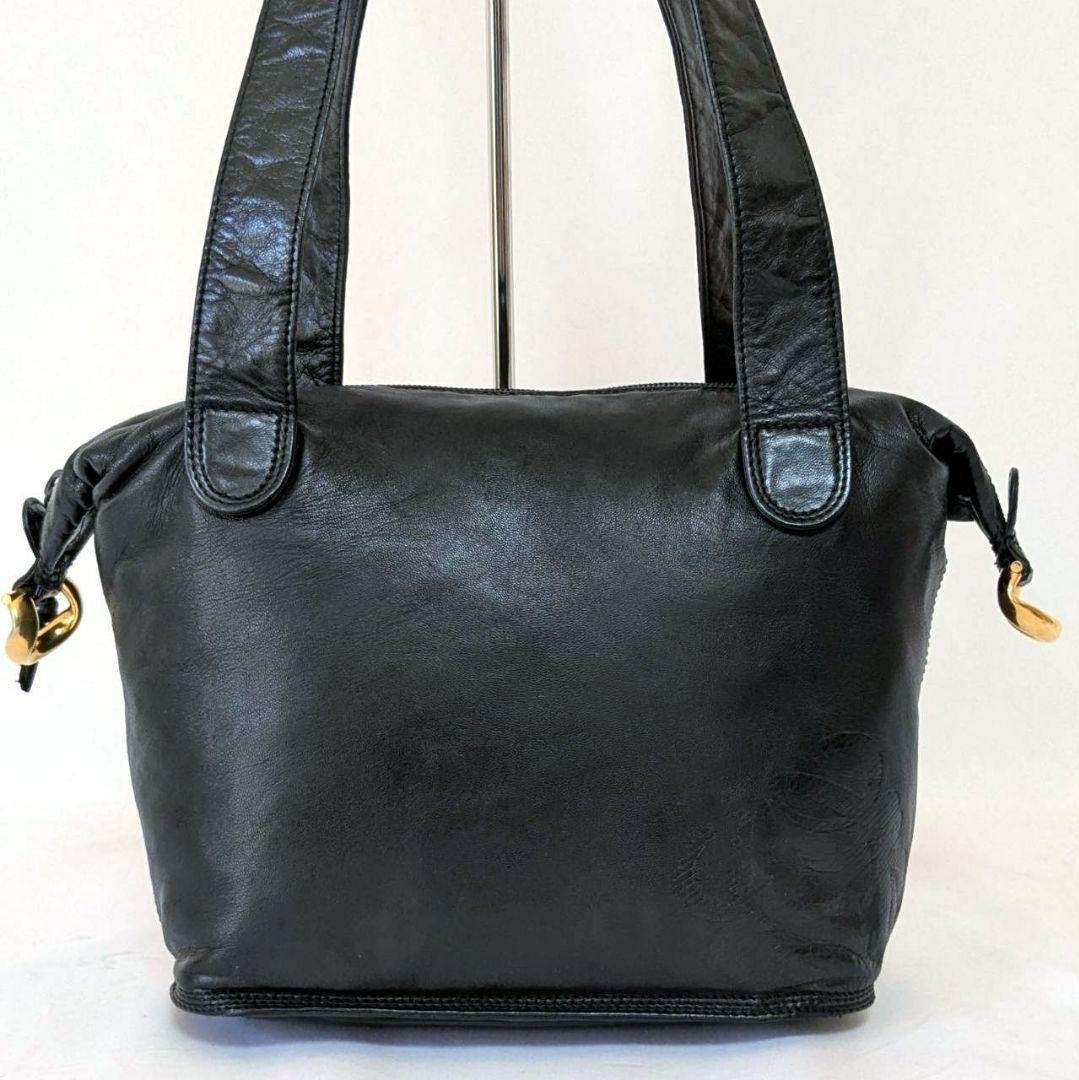 LOEWE Shoulder Bag Purse Anagram Leather Black Authentic