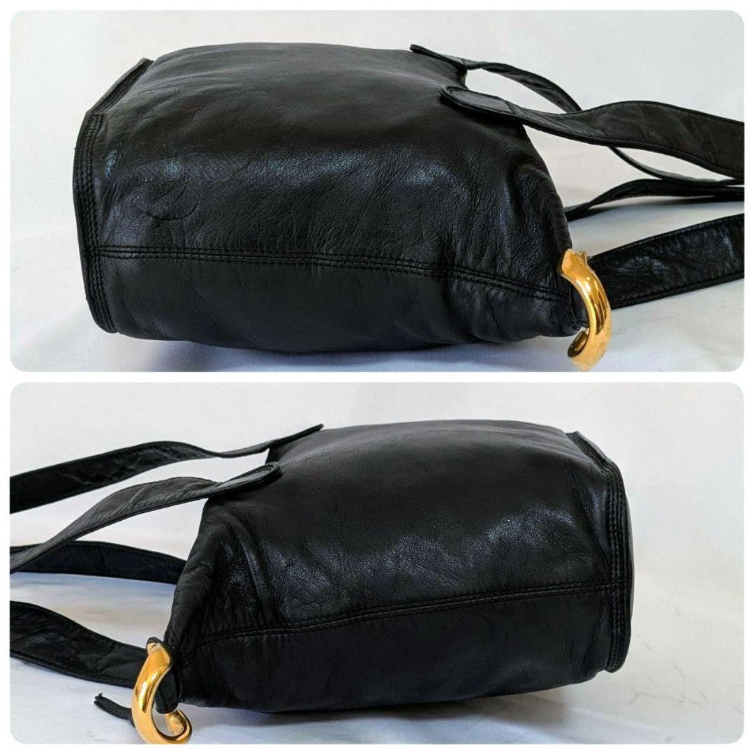 LOEWE Shoulder Bag Purse Anagram Leather Black Authentic