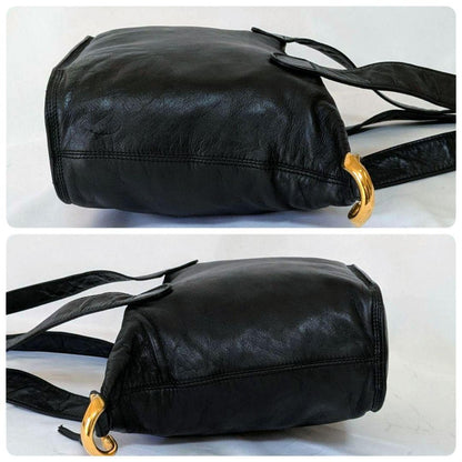 LOEWE Shoulder Bag Purse Anagram Leather Black Authentic