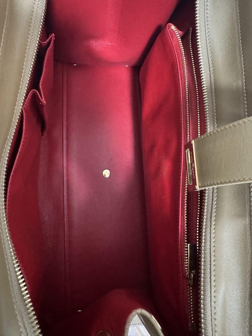 Salvatore Ferragamo Hand Bag Tote Purse Gancini Leather Beige Authentic