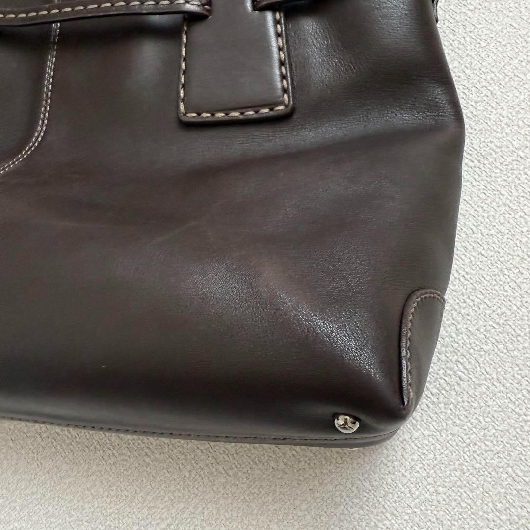 TOD'S Hand Bag Tote Purse Leather Dark Brown Authentic