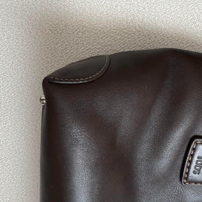 TOD'S Hand Bag Tote Purse Leather Dark Brown Authentic