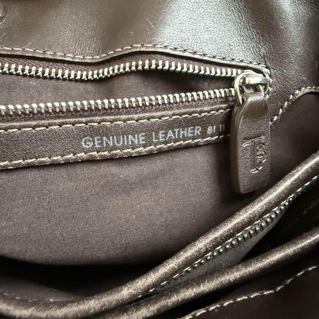 TOD'S Hand Bag Tote Purse Leather Dark Brown Authentic