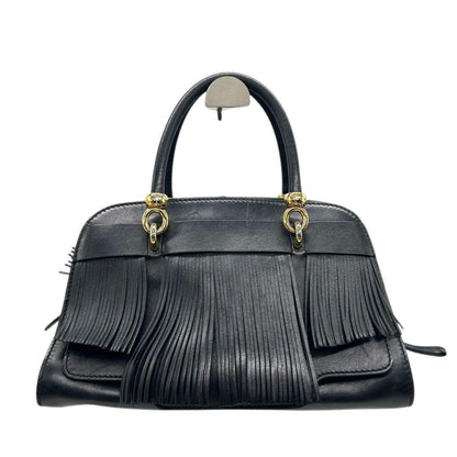 TOD'S Hand Bag Tote Purse Leather Black Authentic