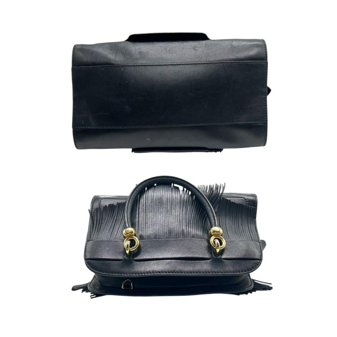 TOD'S Hand Bag Tote Purse Leather Black Authentic