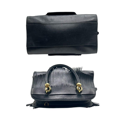 TOD'S Hand Bag Tote Purse Leather Black Authentic
