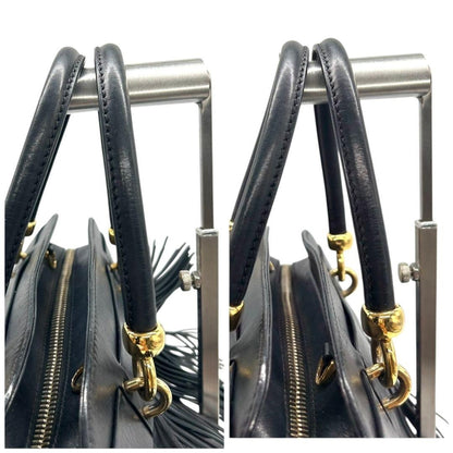TOD'S Hand Bag Tote Purse Leather Black Authentic
