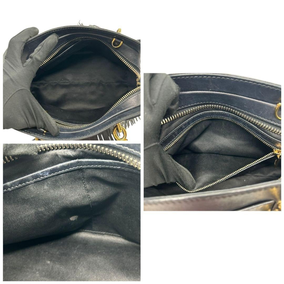 TOD'S Hand Bag Tote Purse Leather Black Authentic