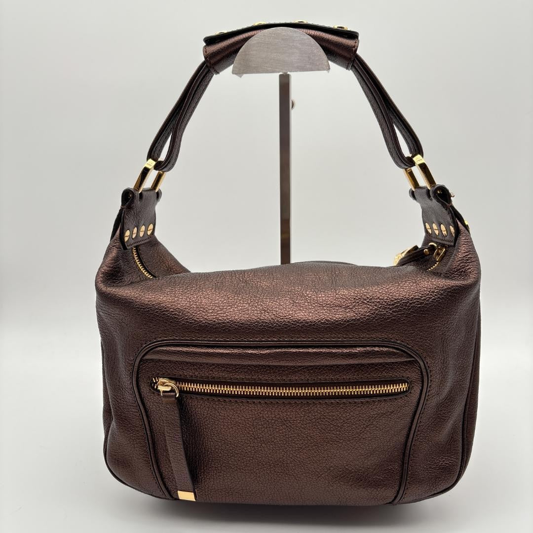 TOD'S Shoulder Bag Purse Leather Brown Authentic