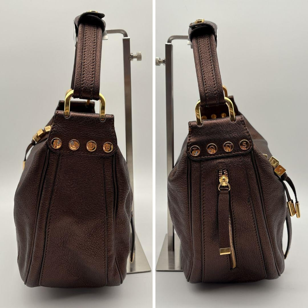 TOD'S Shoulder Bag Purse Leather Brown Authentic