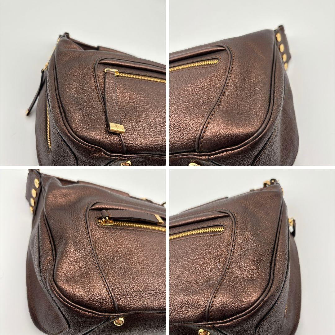 TOD'S Shoulder Bag Purse Leather Brown Authentic