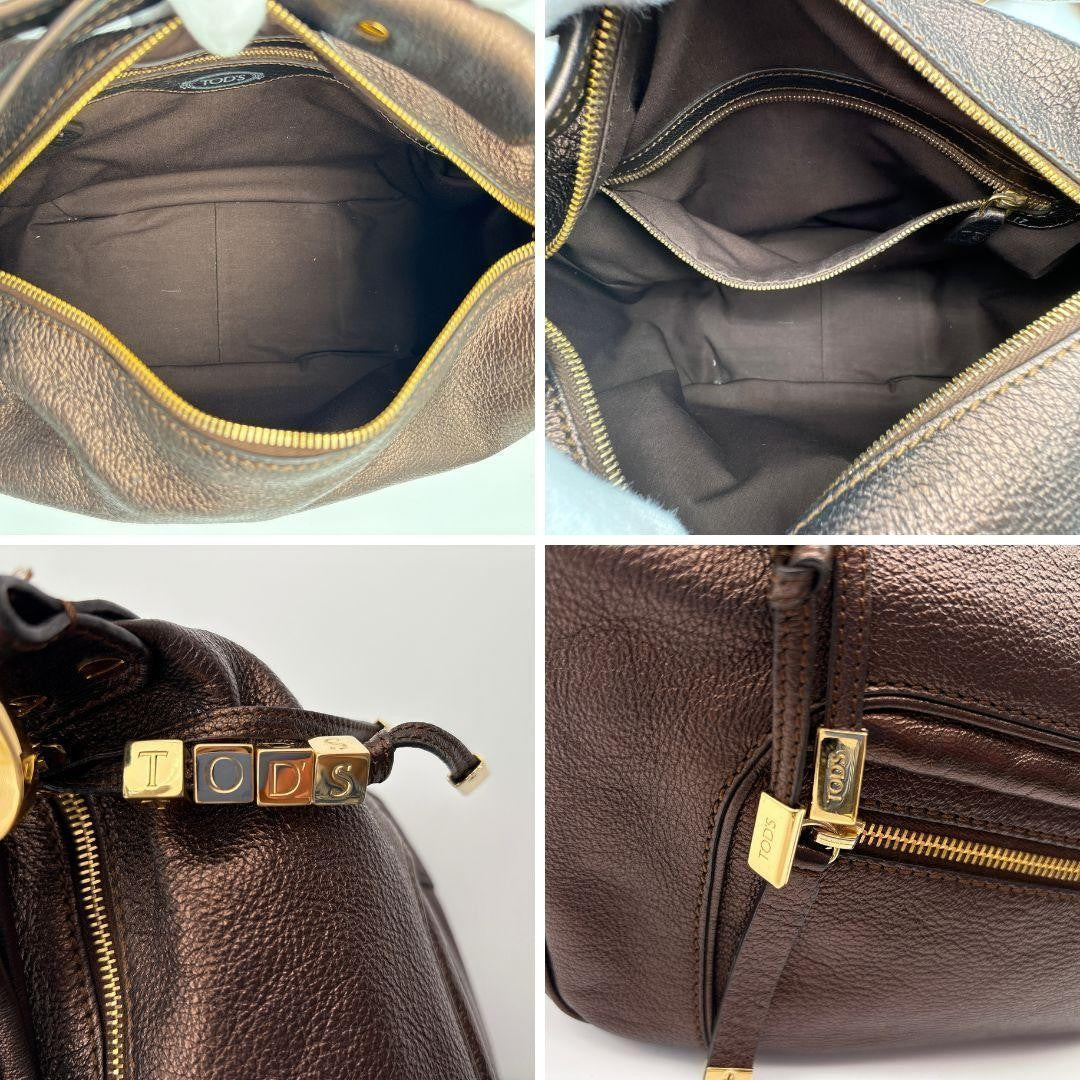 TOD'S Shoulder Bag Purse Leather Brown Authentic