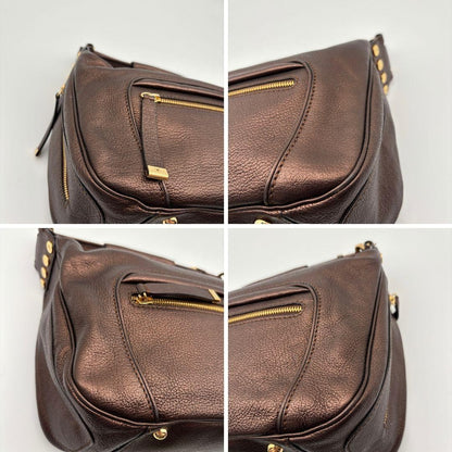 TOD'S Shoulder Bag Purse Leather Brown Authentic