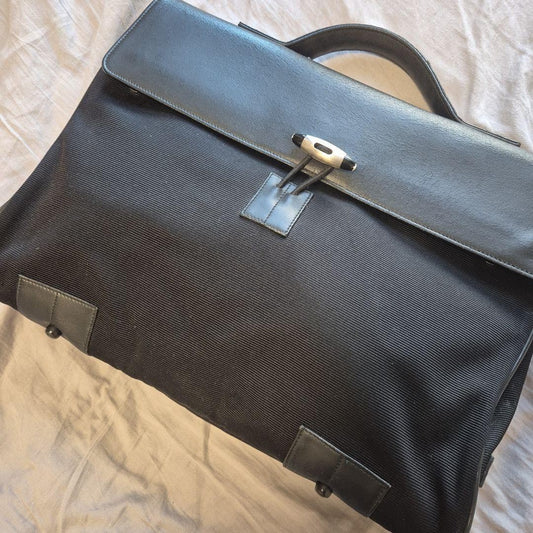 Montblanc Business Bag Briefcase Nylon Leather Black Authentic