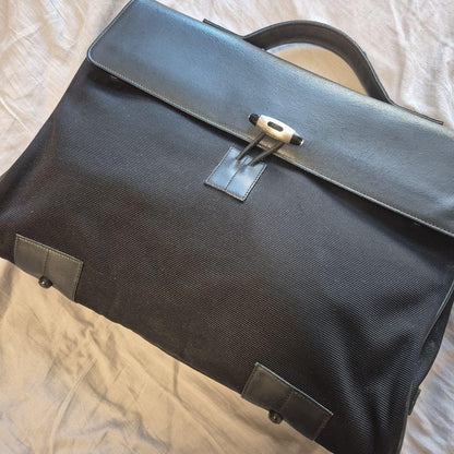 Montblanc Business Bag Briefcase Nylon Leather Black Authentic