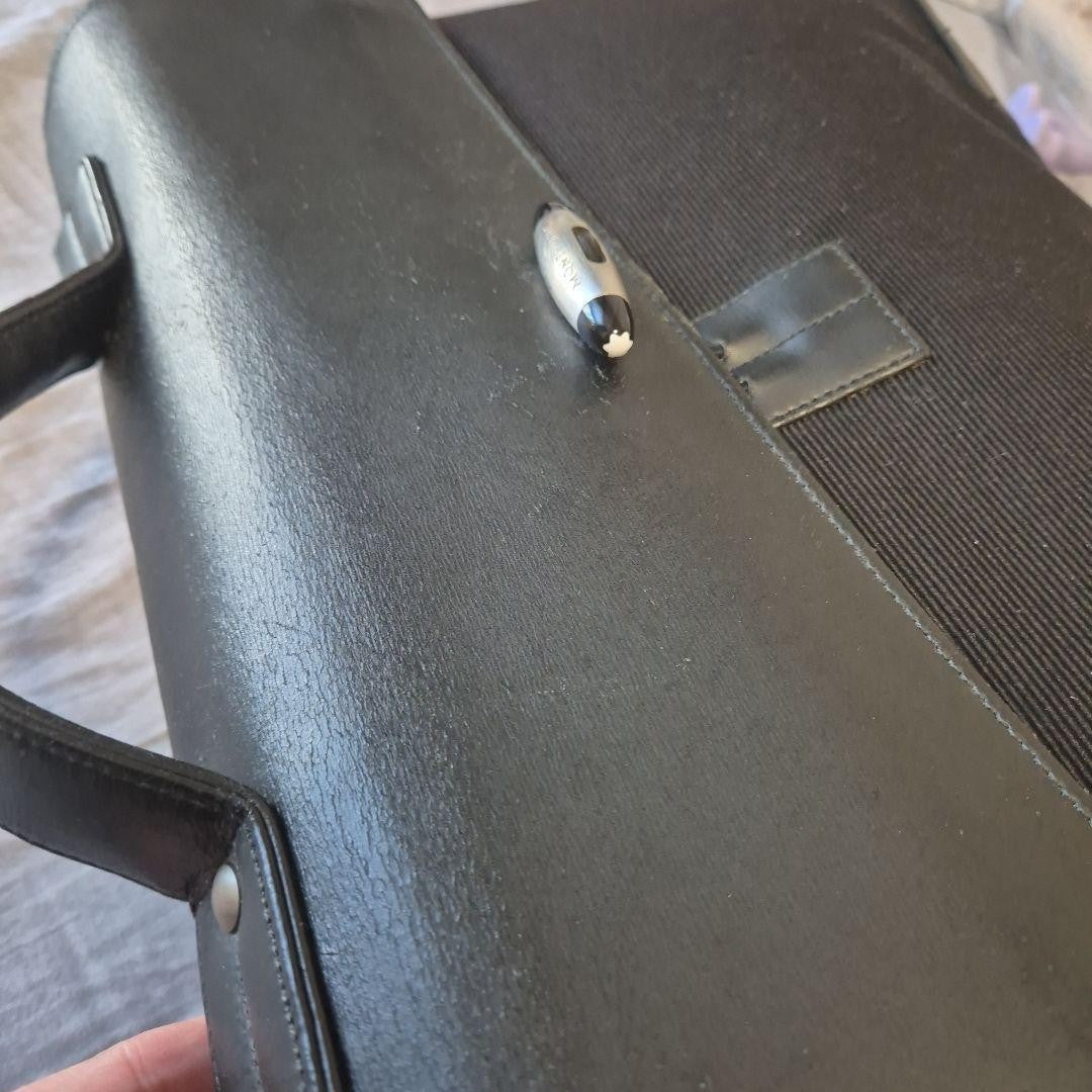 Montblanc Business Bag Briefcase Nylon Leather Black Authentic