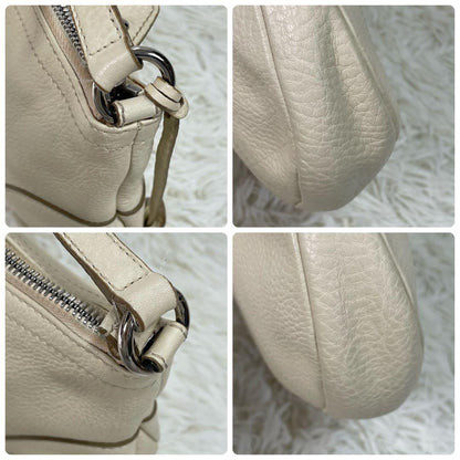 Salvatore Ferragamo shoulder bag Purse Gancini Ivory Silver Leather Authentic